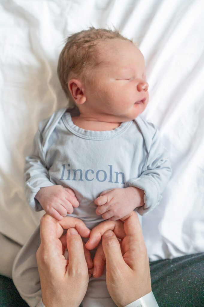 Newborn baby boy during a fresh 48 hospital session at GBMC in Baltimore, Maryland.